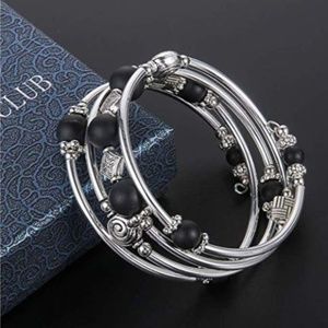 BRAND NEW Beaded Pearl Bangle Wrap Bracelet